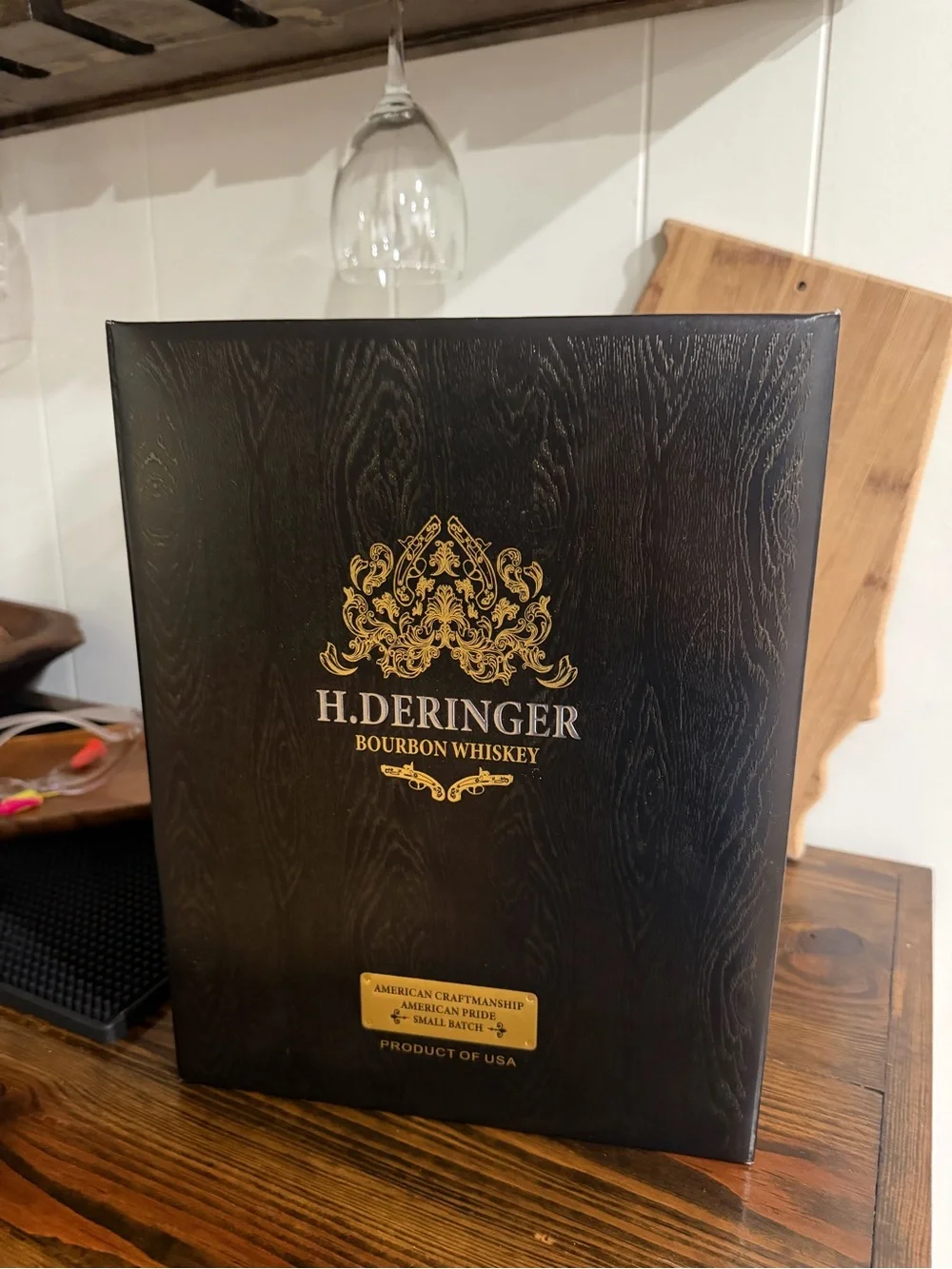 H. Deringer Bourbon empty bottle with Gun Stopper Gift Pack Bourbon Whiskey Gif